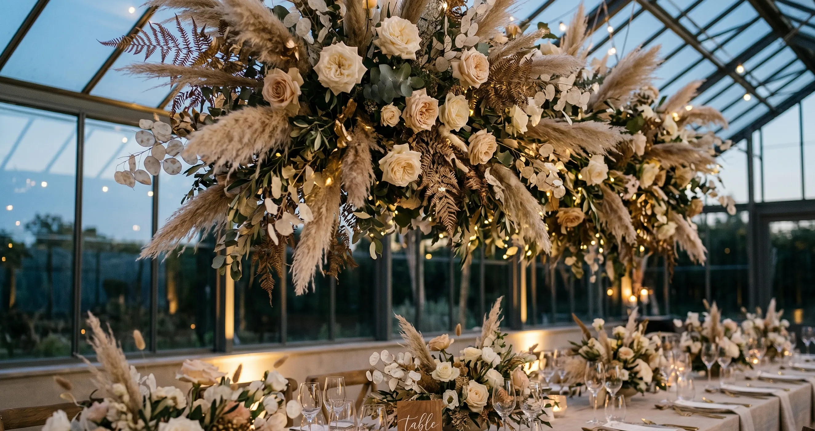 Wedding dinner table flowers
